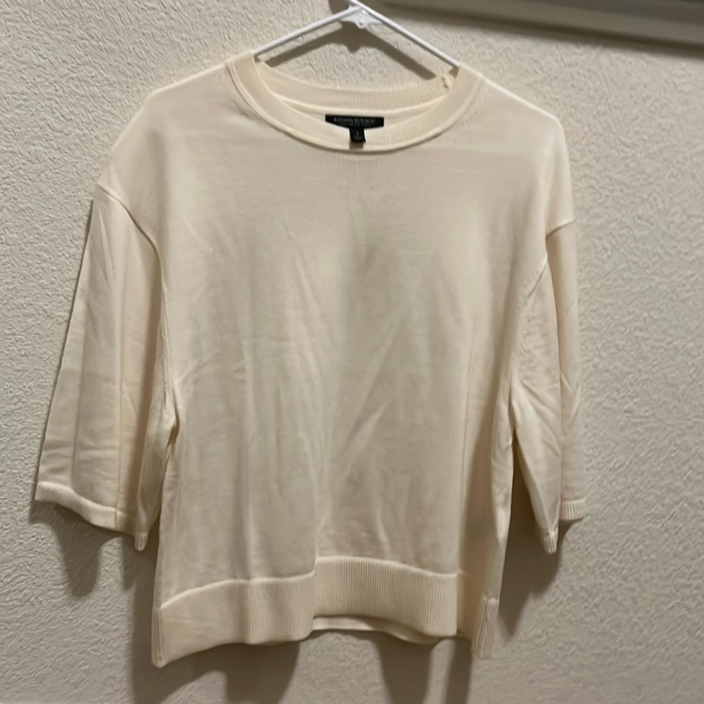 White merino wool blouse, banana republic, creme, like new without tags